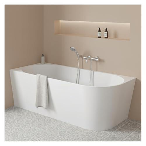 MOB-IN - Bañera Milo 150cm semi-isla izquierda - Pack completo acrílico blanco