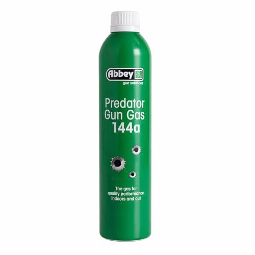 AirsoftManiacs Gas Abbey Predator 144a 700ml, Gas Airsoft Presion Media con Lubricante Silicona, Recarga Pistolas GBB, Uso Interior Exterior, Mantenimiento Juntas