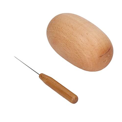 Bewinner Huevo de Madera para Zurcir Calcetines y ropa: Alivio Ergonómico de la Presión, Superficie Brillante de Fácil Agarre, Incluye Aguja para Coser, Tejer y Manualidades