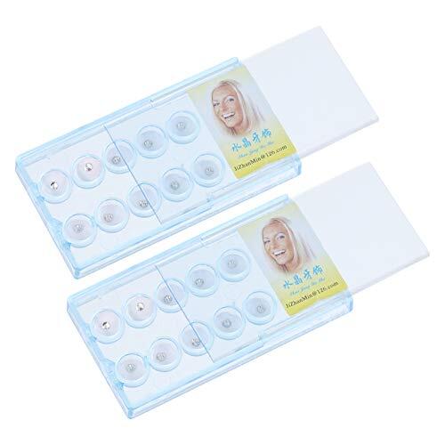DOITOOL 20 Adornos para Dientes con Caja de Almacenamiento Blanco, Cristal Artificial con Superficies Reflectantes Brillantes, Decoración para Dientes y Uñas, Fácil de Color