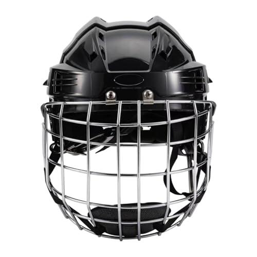 PETSOLA Casco de Hockey Casco Deportivo Casco para Entrenamiento Accesorio Resistente Ajuste Cómodo con Acolchado Interno Adecuado para Patinaje, Negro, 52cm a 58cm