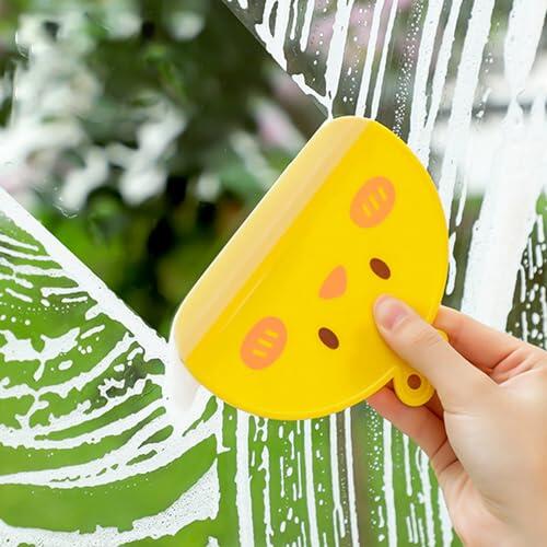 Qcwwy Limpiador de Vidrio para Ducha con Dibujos Animados, Raspador de Ventanas con Ergonómico para Baño, Cocina, Tocador de Vidrio, Escobilla de Ducha con Dibujos Animados, Fácil Limpieza para el