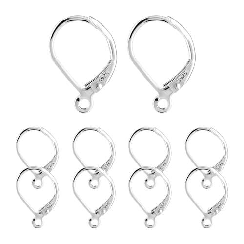 Alambres Para Pendientes - 10 Ganchos Para Pendientes | Ganchos Para Pendiente De Plata De Ley Para La Fabricación De Joyas, Gancho De Alambre Francés Intercambiable De Plata 925 Con Bucles Abiertos