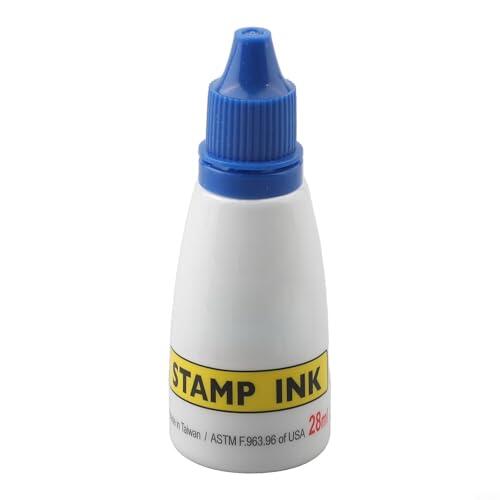 Botella de tinta a base de agua de repuesto de sello autoentintable de 25 cc para suministros de sellos de oficina, sello de tinta de sello de fecha, líquido de repuesto (azul)