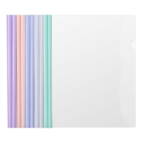 10 Piezas Cubiertas de Plástico A4 con Barra Deslizante, Carpeta de Archivos para Informes, Clip para Documentos de Oficina