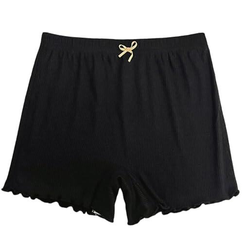 Xinsheinelry Calzoncillos tipo bóxer con borde de volantes para niñas de 3 a 10 años, ropa interior deportiva, Negro, KK