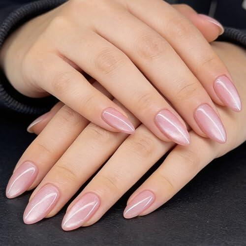 30 piezas de uñas a presión con forma de almendra Shiinning de fácil aplicación para mujeres