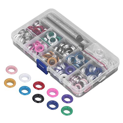 Haofy Kit de Ojales Coloridos de 10mm, Ojales de Hierro y Cobre Metálico con Herramienta Perforadora para Manualidades de Cuero, Ideal para Zapatos, Bolsas y Ropa