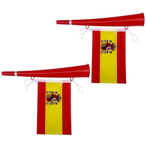 Trompeta de Animación Roja para Fútbol, para animar al aire libre,Bocina de Bomba de Aire de Mano,Eventos Deportivos y Fiestas, Bocina de Ruido Extremo (2 Trompetas)