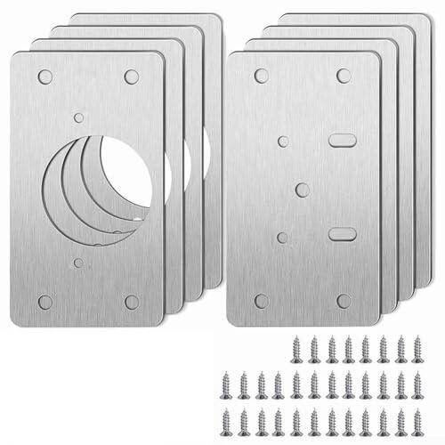 Placa de reparación de bisagra de gabinete de acero inoxidable, soporte de fijación de puerta resistente para refuerzo de armario de cocina, kit de reparación de bisagras rotas con tornillos para