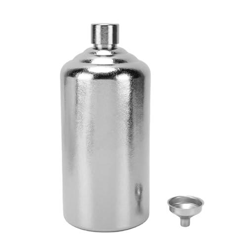 Keenso Botella de Whisky, Frasco de Titanio, Botella de Vino Plana Portátil con Embudo de Acero Inoxidable para Viajes de Camping (1000ml)