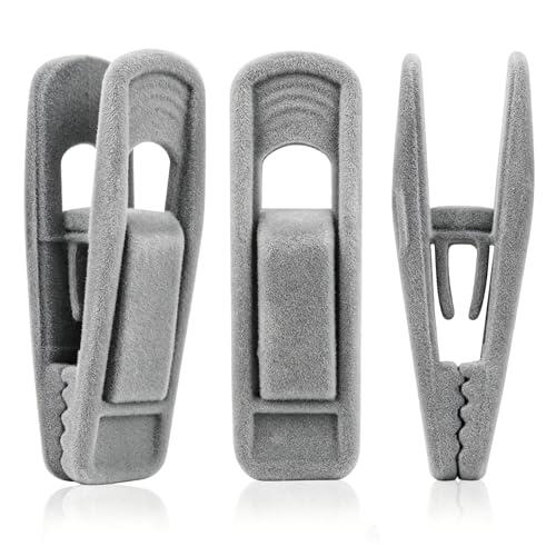 Andiker Juego De 20 Clips De Terciopelo Para Perchas De Pantalones Gris Modelo De Actualización Gran Apertura