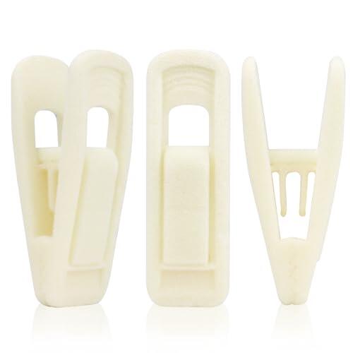 Andiker 20 Pack Set de perchas de terciopelo con clips, clips para pantalones de terciopelo para ropa con textura, pines para ropa (Beige (Modelo mejorado – gran abertura))