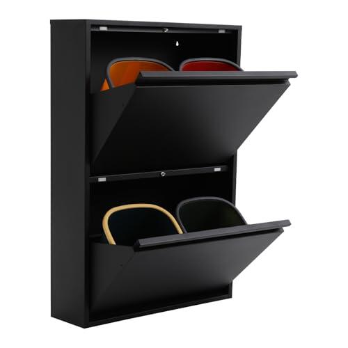 KKVUIIFF Cubo de basura para cocina, sistema de separación de basura con 4 compartimentos, cubo de basura, 4 piezas de 15L, clasificador de basura, 56 x 24.5 x 91 cm (Negro)