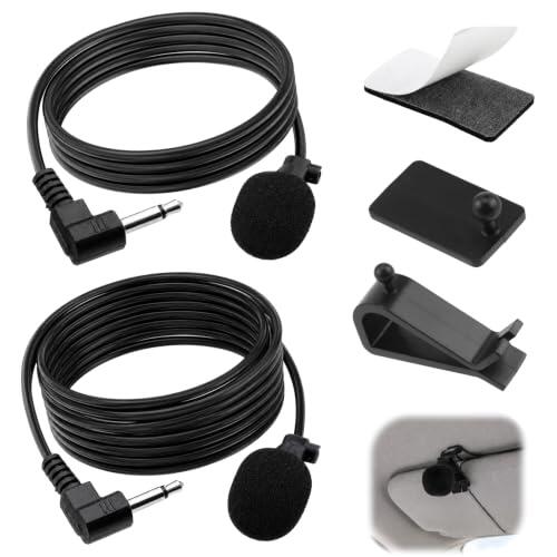 2 Micrófonos Coche Jack 3,5mm, Externos con Clip y Cable 3m | Micrófono radio coche con clip, conexión 3,5mm y cable largo, ideal para manos libres, GPS y sistemas Bluetooth.