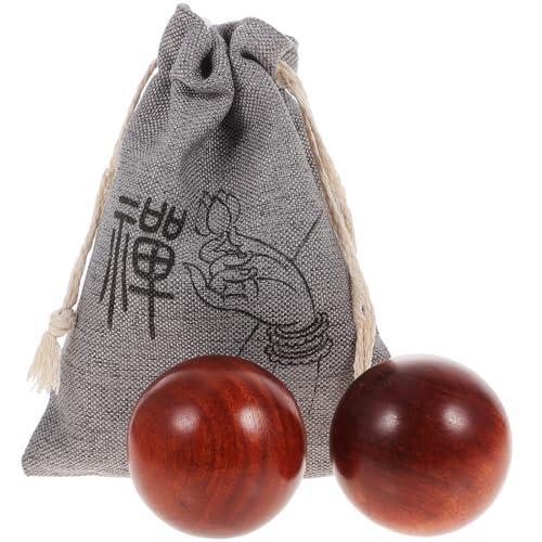 Cabilock Balones de Masaje para Manos de Madera Roja, Set de 3 Unidades para Estimular Músculos y Aliviar Presión, Prácticas Balones de Ejercicio Manual