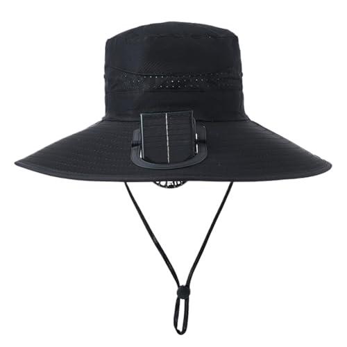 Sombrero de Ventilador – Gorra de Visera de ala Ancha Recargable, Gorra de Ventilador Solar Transpirable para día Noche Camping Senderismo jardinería Deportes al Aire Libre Mujeres