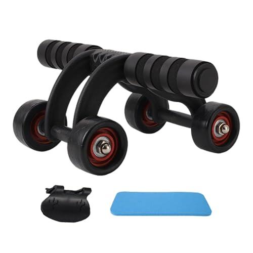 Rodillo abdominal de 4 ruedas, rodillo abdominal antideslizante de rebote automático con almohadilla de rodillas y placa de freno, rodillo ergonómico para ejercicio en casa, gimnasio, viajes