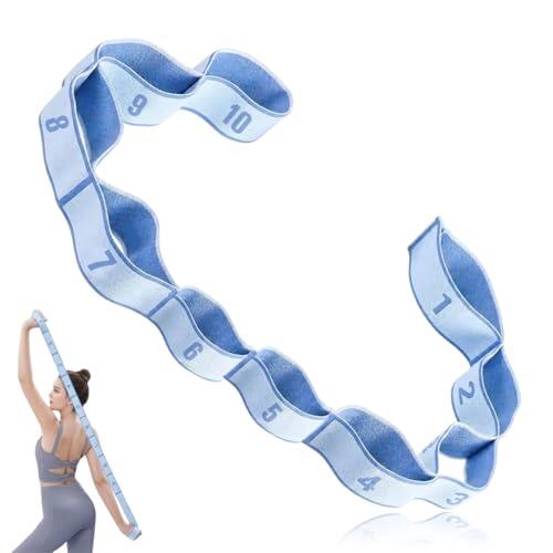 ZZHBOO 1 Piece, 10-Grid Stretchy Yoga Strap, Elastic Resistance Band for Pilates, Physical Therapy, Flexibility Training, 4 * 115cm, Light Blue