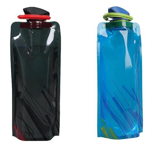 Genérico 2PCS Botella De Agua Plegable, 700ML Botella de Agua Plegable Reutilizables Botellas Viaje Plegables de Agua