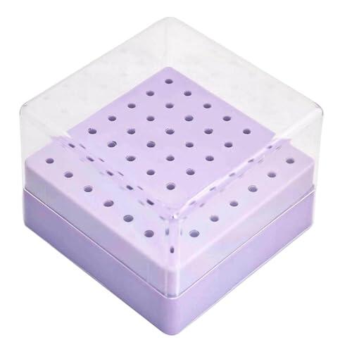 organizadora de uñas profesional: almacenamiento con tapa de 49 orificios, contenedor de brocas, vitrina transparente | Almacenamiento confiable de herramientas para uñas para mujeres, principian