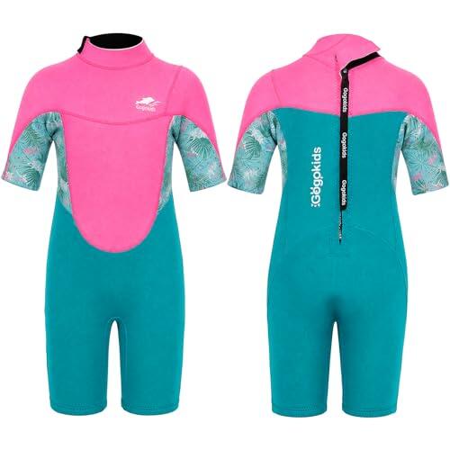 Gogokids Traje de neopreno corto para niños, 2,5 mm, con cremallera trasera, trajes húmedos cortos para niños pequeños, comodidad y calidez, neopreno UV para natación, snorkel y surf, edad 2-8 niños y