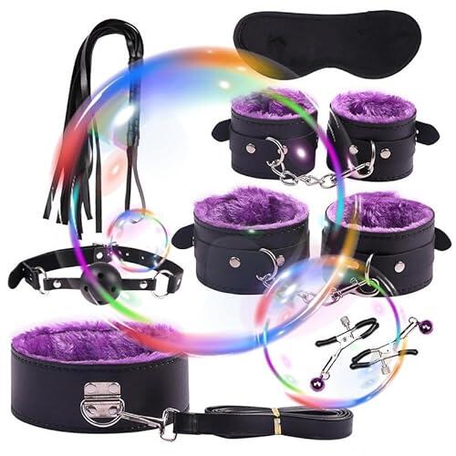 ZeeKoug Set de Siete Piezas para el hogar de Las Parejas 'Set de acción Fija, Hecha de Material de Cuero púrpura, Esencial para la práctica del Yoga