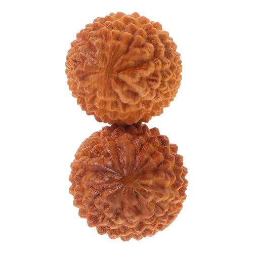 Mikikit Balones de Masaje Muscular de Madera – 2 Unidades Diseño Durian, Esfera Manual para Mejorar la Circulación y Aliviar Estrés en Manos Durante Rutinas de Fisioterapia