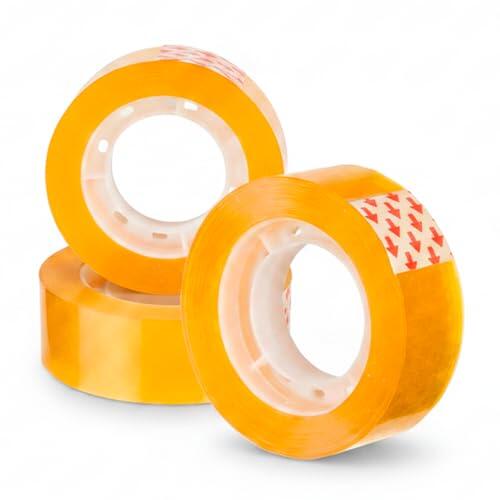 CABLEPELADO - Pack de 3 Rollos de Cinta Adhesiva Transparente | Celo de Alta Adherencia para Oficina y Hogar | Medidas Estándar 19 mm x 33 m | Resistencia y Claridad Óptica | Ambarino Transparente