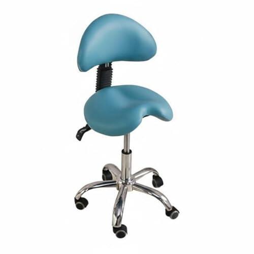PETSOLA Taburete de Odontólogo con Respaldo Giratorio 360° Taburete de Trabajo con Ruedas y Respaldo Silla Estética Ajustable para Esteticistas, Tatuadores, Azul Cielo