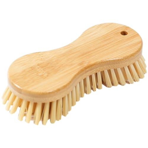 Serenophile Juego de cepillos de limpieza de madera con cerdas suaves de PET para zapatos, ropa y lavandería, estropajo multiusos con cuerda para colgar, color beige