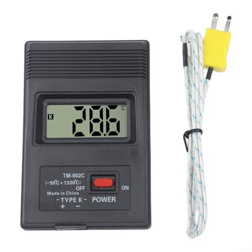 ZWEquipint Termómetro digital tipo K TM-902C con sonda, rango de -50 a 1300C, pantalla LCD para pruebas de alimentos de laboratorio industrial, cable de 1 m