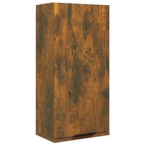 RuiNingRN Armario de pared de roble ahumado de madera de 32 x 20 x 67 cm con puerta, organizador de baño, espacio de almacenamiento sobre inodoro, estantería de baño, toallero, armario para ordenar