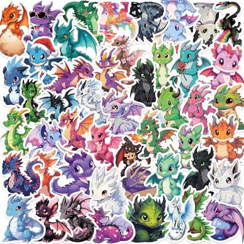 50 unidades Pegatinas de dragones de la Antigua Grecia en estilo chibi, pegatinas de dragones europeos para personalizar, aptas para ordenadores portátiles, teléfonos móviles y botellas de agua.