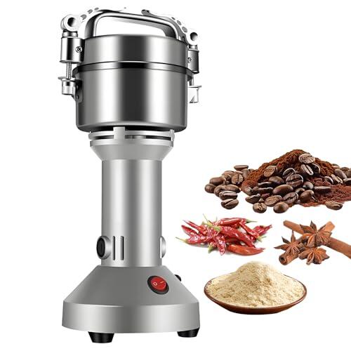 Molino de especias eléctrico 27000 rpm, molino de harina de alta velocidad 1400W,Finesse 50-300 malla,molino de polvo multifunción,para moler rápidamente cereales Especias Hierbas Pimientas