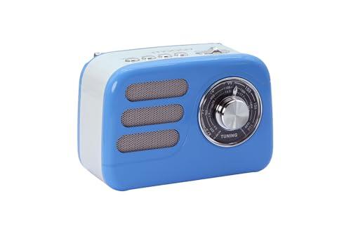 Mooov 477242 - Radio Vintage Bluetooth 5.4 con Batería Recargable, Radio FM/Am/SW Portátil Retro, Altavoz Inalámbrico Compacto, USB y microSD, 6h Autonomía - Azul