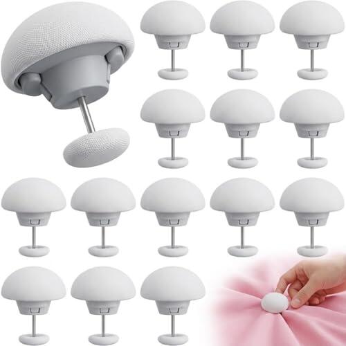 Lethra 16PCS Fijación para Edredón, Clips para Edredones y Fundas Nórdicas Antideslizantes con Diseño de Botón Tipo Seta y Caja de Almacenaje, Clip de Fijación para Colchas para Dormitorio y Uso Diari