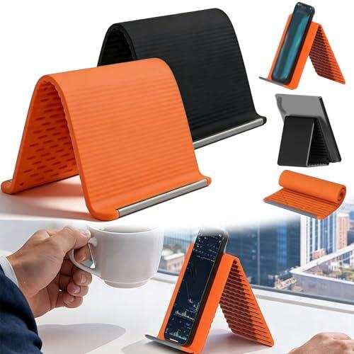 Soporte flexible de silicona para teléfono, Flexible y antideslizante y ajustable, Soporte de silicona portátil y plegable para teléfonos y tabletas, ideal para uso en la cocina y la cama (Set)