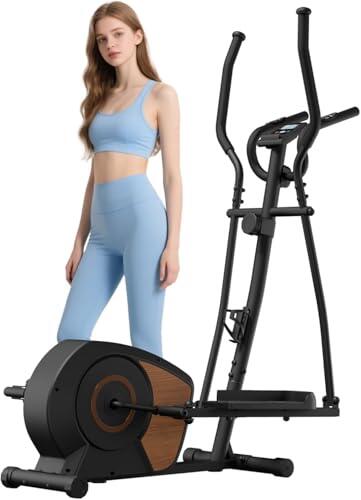 Bicicleta Elíptica para Casa, Aeriflo S100 Magnética con Bluetooth y App, Ultra Silenciosa <20dB, 16 Niveles de Resistencia, Volante 6 kg, Monitor LCD y Pulsómetro, Compacta para Piso y Apartamento
