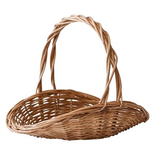 2. Cesta de ratán de moda con asa, decoración de ceremonia de boda, contenedor floral portátil para cesta de almacenamiento resistente