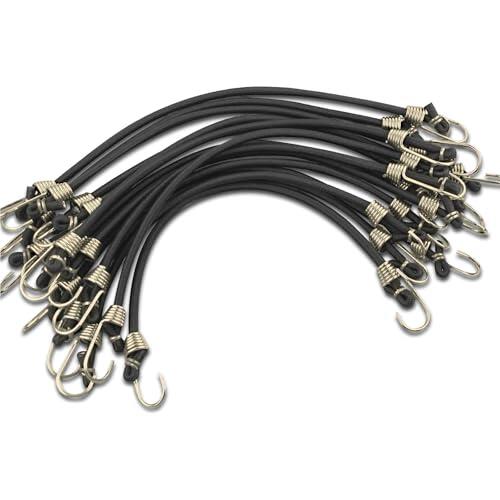 Cuerdas Elásticas con Gancho, 15 PCS Pulpos Sujeción Elastico con Gancho 10 Pulgadas, Cuerdas Elástica Goma Resistentes, para Camping, Carga, Equipaje, Tiendas, Lonas y Bicicletas