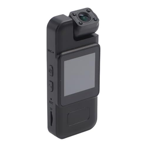 WheatThrive Cámara corporal 4K, mini cámara, videocámara portátil, lente giratoria de 180°, visión nocturna, 1000 mAh, grabación de 8 horas para mayor seguridad