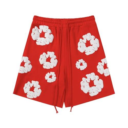 Conjunto para Unisex Estampado Floral, Conjunto Hombre Mujer de 2 Piezas Traje de Jogging de Verano Y2K Camiseta de Manga Corta Pantalones Cortos Hip Hop Chándal