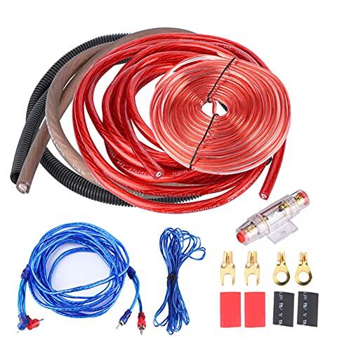 Wakects Subwoofer Cable Set, 4GA 2800W Kit de Cableado para Amplificador de Coche, Kit de Instalación de Altavoces, Juego de Conexión para Amplificador de Potencia de Coche de 4 G