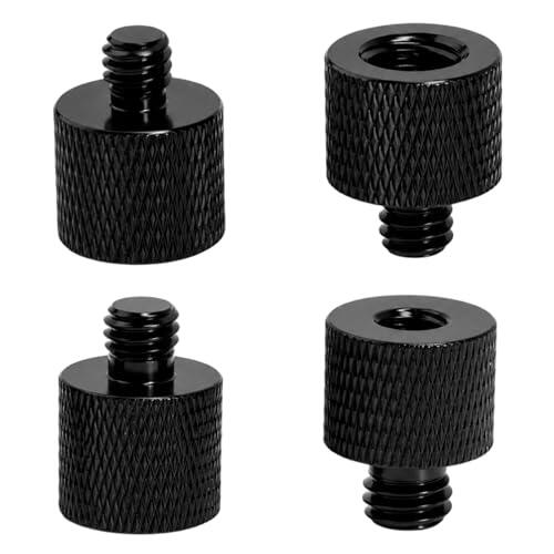 4 adaptadores de rosca de aleación de aluminio de 3/8" a 1/4" y 1/4" a 3/8" adaptador de trípode reductor de rosca, adaptador de trípode para trípode, cámara, micrófono, lámpara, monitor altavoz