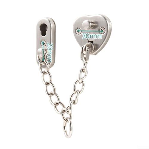Cadena de puerta sin taladro, protector de puerta de acero inoxidable resistente para puertas delanteras e interiores, cerradura de seguridad de alquiler con para una fácil instalación, cadena de