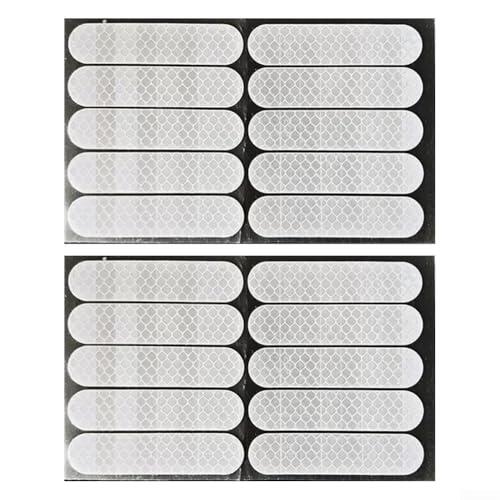 20 tiras de cinta reflectante con geometría hexagonal para una dispersión de luz optimizada y reconocimiento nocturno (blanco)