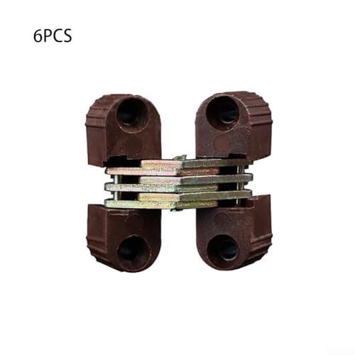 Bisagra de puerta invisible, bisagra cruzada plegable oculta para reparación de muebles y conector de mesa de comedor, bisagra de 180 grados, plástico y hierro, blanco/marrón (marrón)