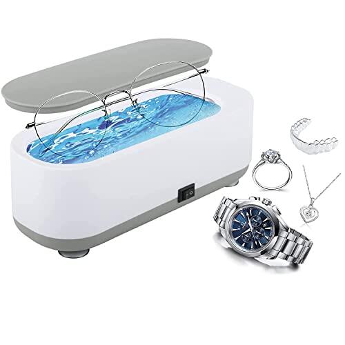 Limpiador ultrasónico, limpiador ultrasónico de joyas, máquina de limpieza ultrasónica, limpiador profesional portátil para el hogar para limpiar joyas, gafas, relojes, monedas, pinceles de maquillaje