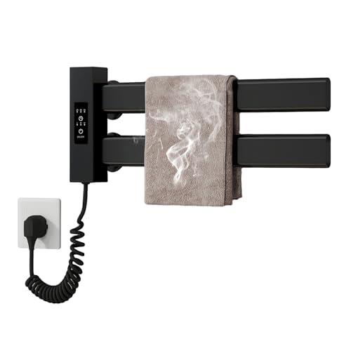 Uexedo - Secador eléctrico de 80 W, pequeño formato, inteligente termostato de 55 ℃, radiador secador de toallas 45 x 30 cm, calentador de toallas sin taladrar montado en la pared (B-Negro)